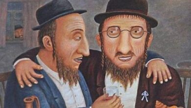 Абрам и Изя идут в синагогу.